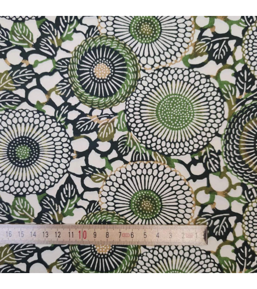 Papel washi chiyogami arabesco en tonos verdes
