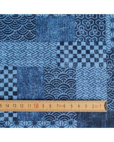 Tela de dobby japonés "wagara patchwork denim".