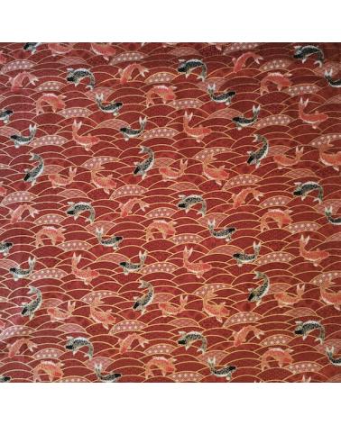Japanese fabric 'Koifish and seigaiha' in red.