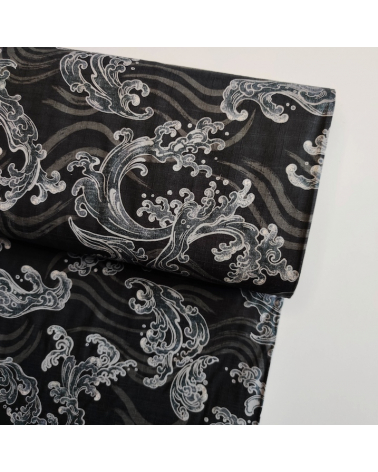 Japanese dobby fabric 'nami' (waves) in black.