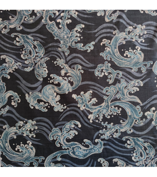 Japanese dobby fabric 'nami' (waves) in navy blue.