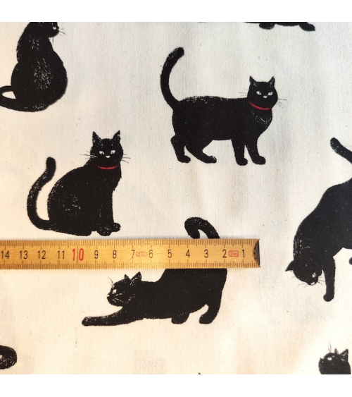 Japanese Fabric 'Cats' over natural white background.
