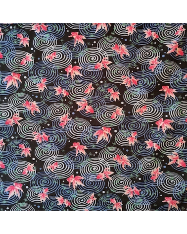 Japanese dobby fabric 'Kingyo' (goldfish) in black.