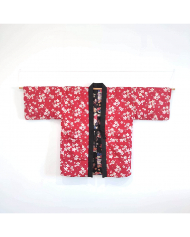Reversible Hanten ( kimono coat) in red and black.