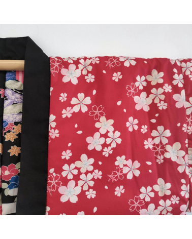 Hanten (abrigo-kimono) reversible en rojo y negro