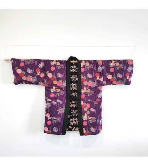 Hanten (abrigo-kimono) reversible en violeta y negro