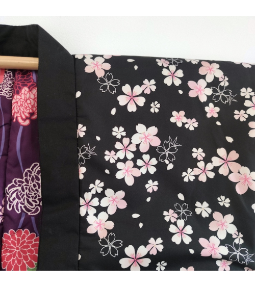 Reversible Hanten ( kimono coat) in purple and black.