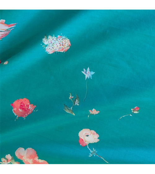 'New Morning' cotton-silk NANI IRO fabric in caribbean blue