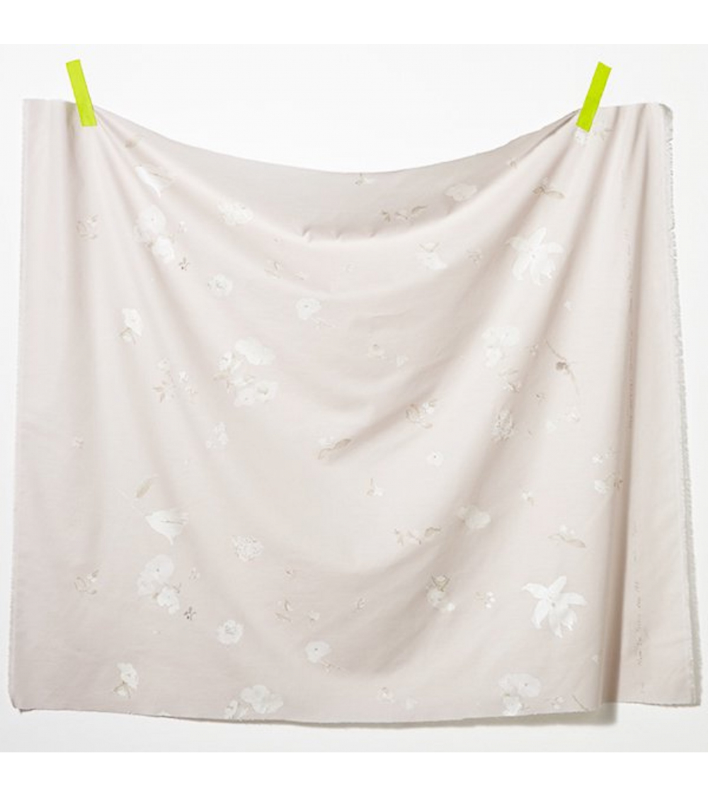 Japanese fabric NANI IRO by Naomi Ito in cotton-silk. 'New Morning' in very light dusty pink.