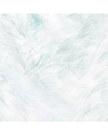 'Good Sign' Japanese Fabric by NANI IRO, in aqua green on white. Pearlescent highlights.