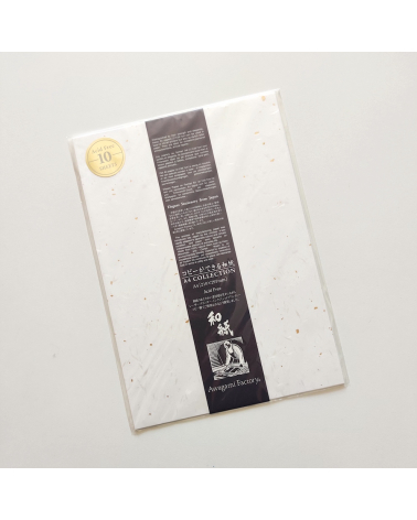 Japanese washi paper AWAGAMI with golden sparkles. 10 sheets.