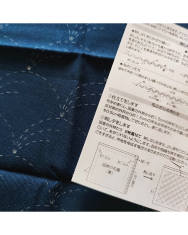 Hana Fukin "Seigaiha". Preprinted cloth with instructions for Sashiko.
