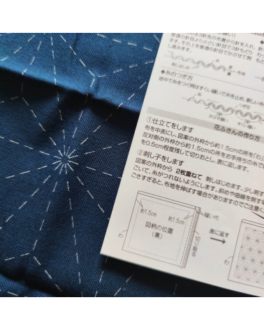 Hana Fukin "Asanoha". Preprinted cloth with instructions for Sashiko.