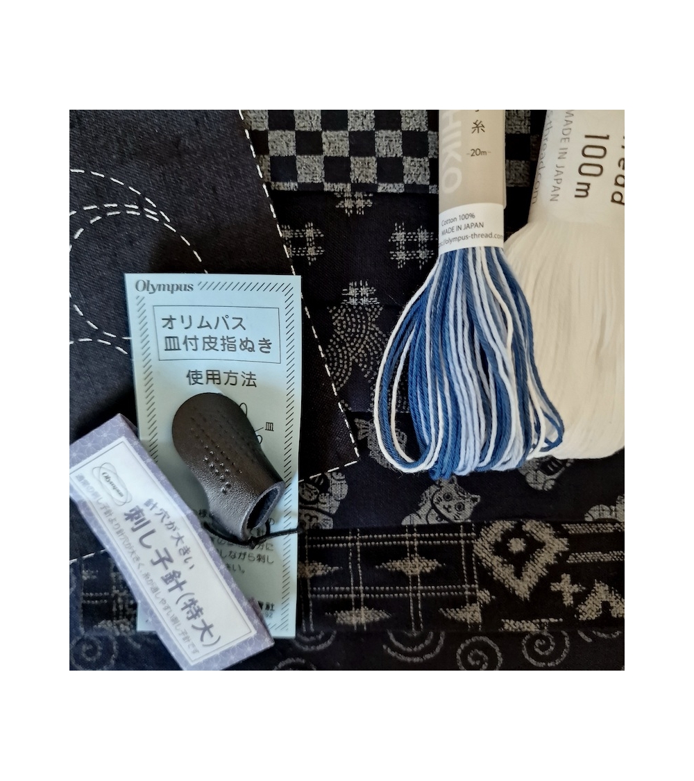 Basic 'Mending' kit, for sashiko (Japanese embroidery) and boro.