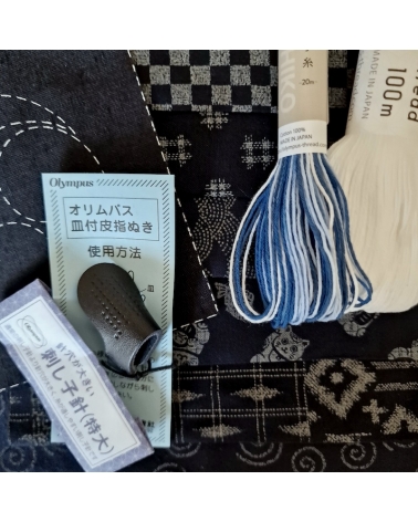 Basic 'Mending' kit, for sashiko (Japanese embroidery) and boro.