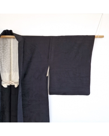 Japanese haori (kimono jacket) with landscape motif in black.