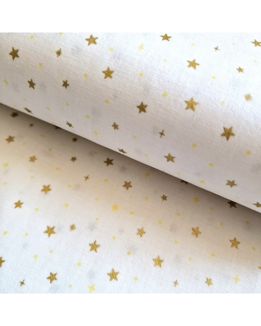 Japanese fabric with golden stars on a white background