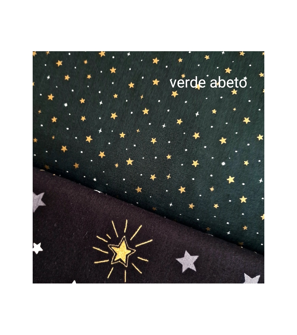 Japanese fabric with golden stars on a fir green background