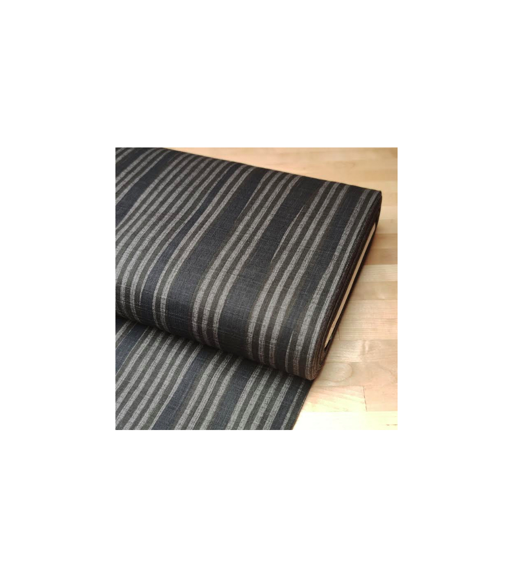 Japanese dobby fabric with grey-taupe stripes.