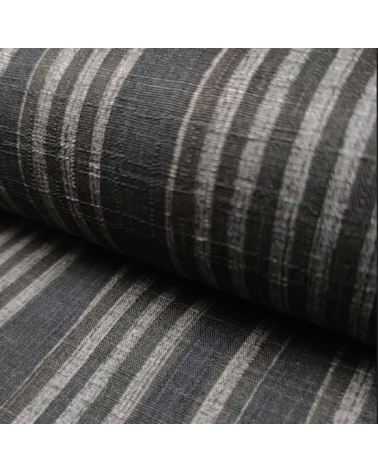 Japanese dobby fabric with grey-taupe stripes.