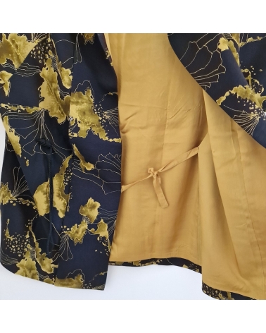 Vintage Japanese jacket in black with mustard pattern