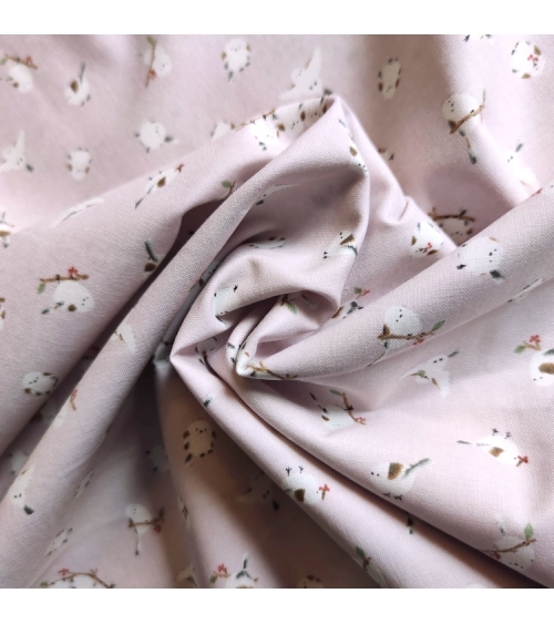 Japanese 'Little birds' fabric in light mauve.