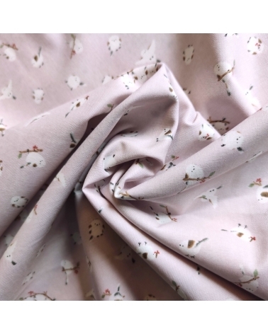 Japanese 'Little birds' fabric in light mauve.