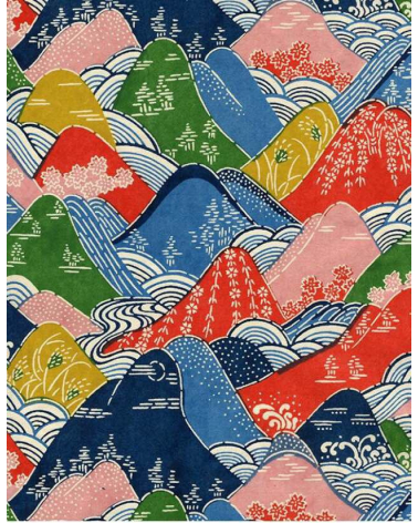 Papel Katazome montañas multicolores.