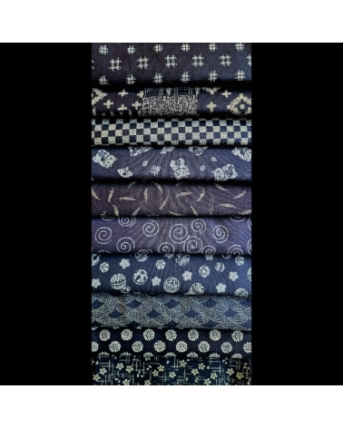 Fat quarter (50x55cm) bundle of 10 "Indigo" japanese fabrics.
