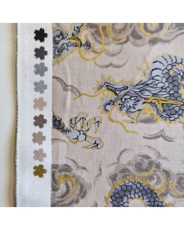 Japanese fabric 'Flying dragons' in ivory. 100% cotton.