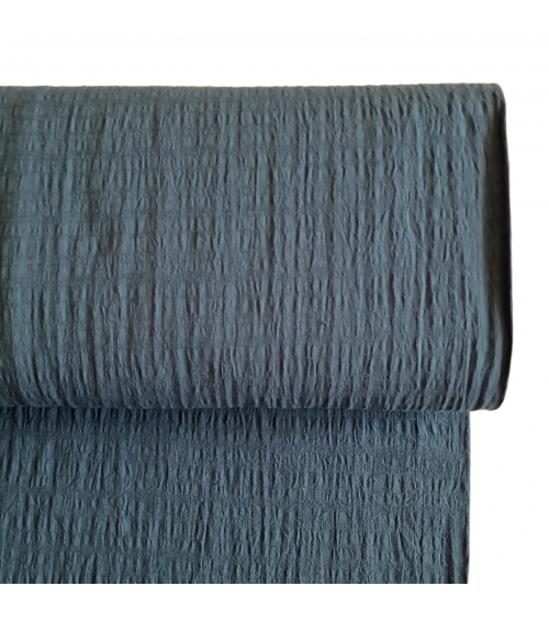 Japanese dobby crumpled fabric in greenish blue.