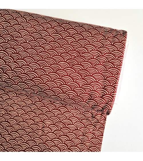 Japanese "seigaiha" cotton fabric in maroon and ivory