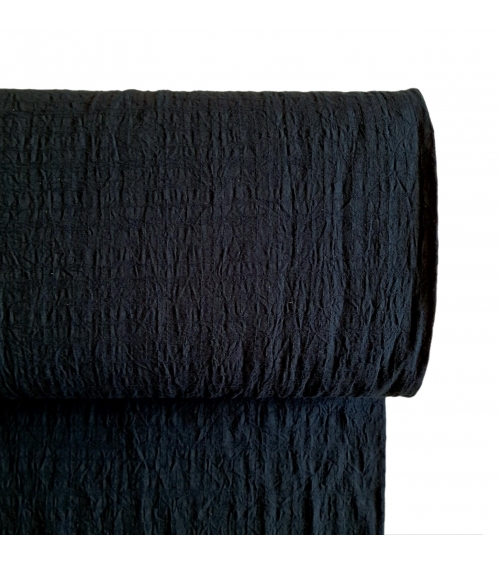Japanese dobby crumpled fabric in black.