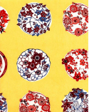 Katazome paper with flower motifs on yellow