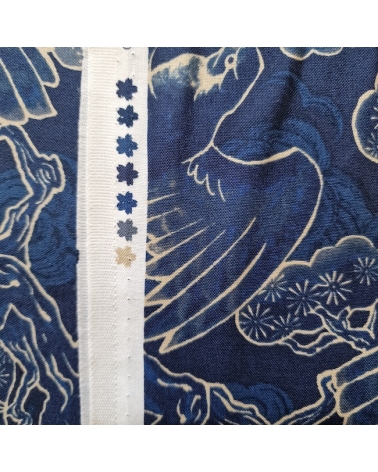 Tela japonesa "Tatoo: Halcones" en azul.